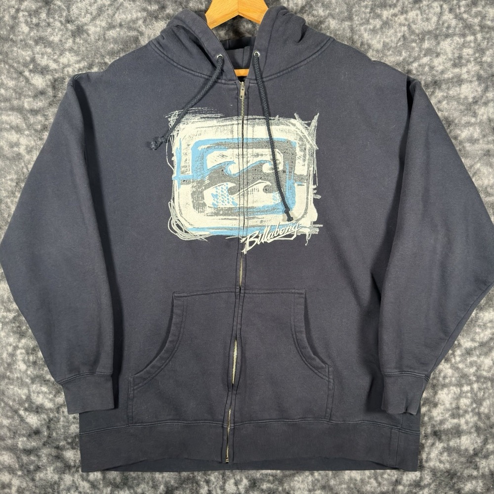 Vintage Y2K Billabong Full Zip Jacket Mens XL Blue Hoodie Surf Skater Logo